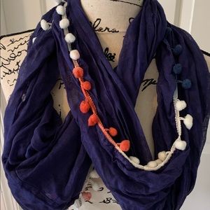 Threads for thought  red white and blue scarf